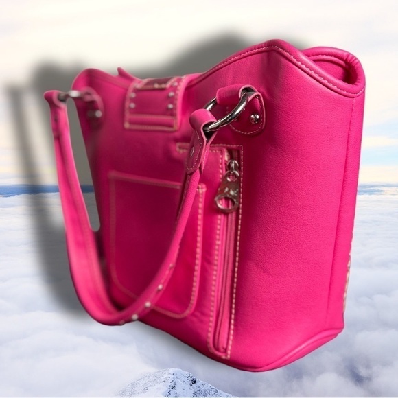 Nwot Montana West Tooled Concealed Handgun Studded Satchel Purse Pink - Picture 5 of 15